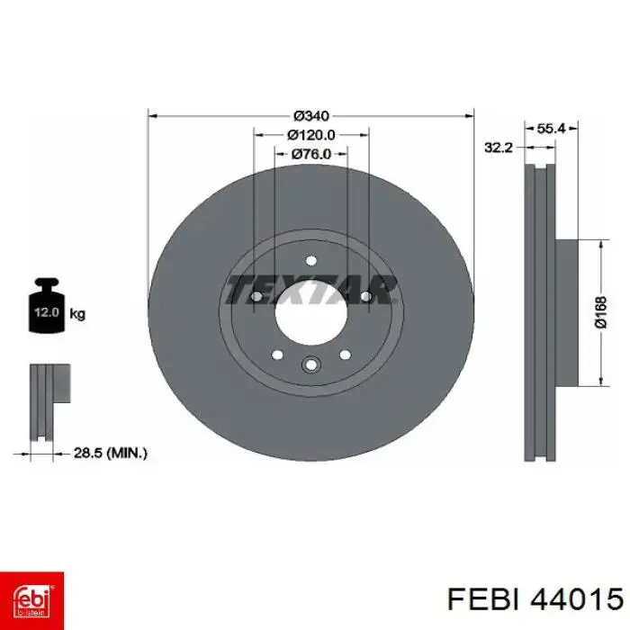 Do koszyka 44015 Febi Tarcza hamulcowa przednia
