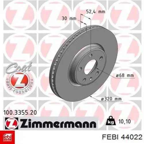 Do koszyka 44022 Febi Tarcza hamulcowa przednia