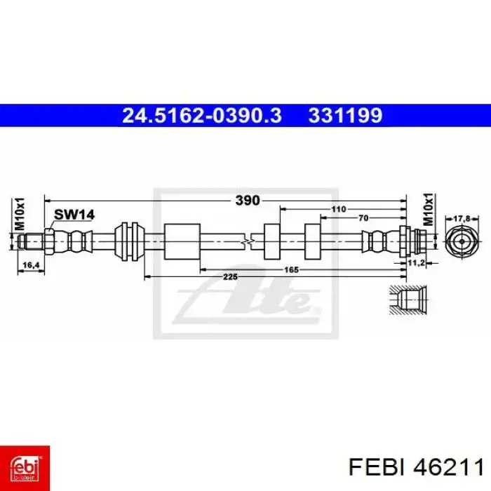 Przewód hamulcowy przedni Febi 46211 cena, od 16,45 USD