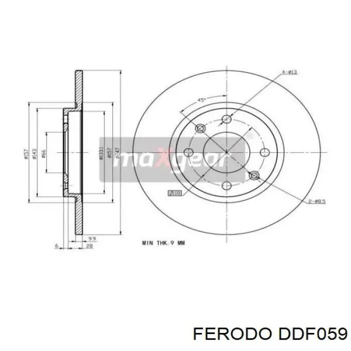 Do koszyka DDF059 Ferodo Tarcza hamulcowa przednia