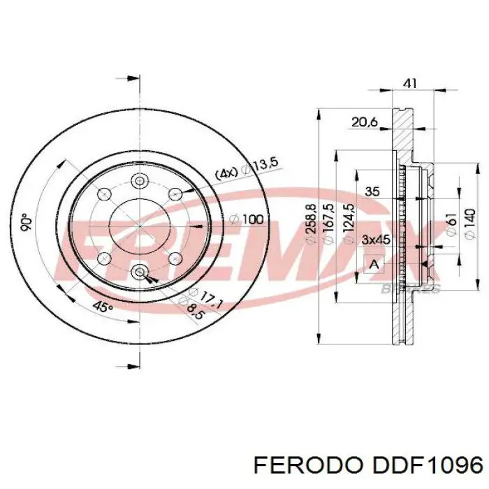 Do koszyka DDF1096 Ferodo Tarcza hamulcowa przednia