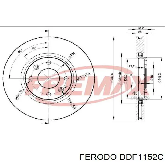 Do koszyka DDF1152C Ferodo Tarcza hamulcowa przednia