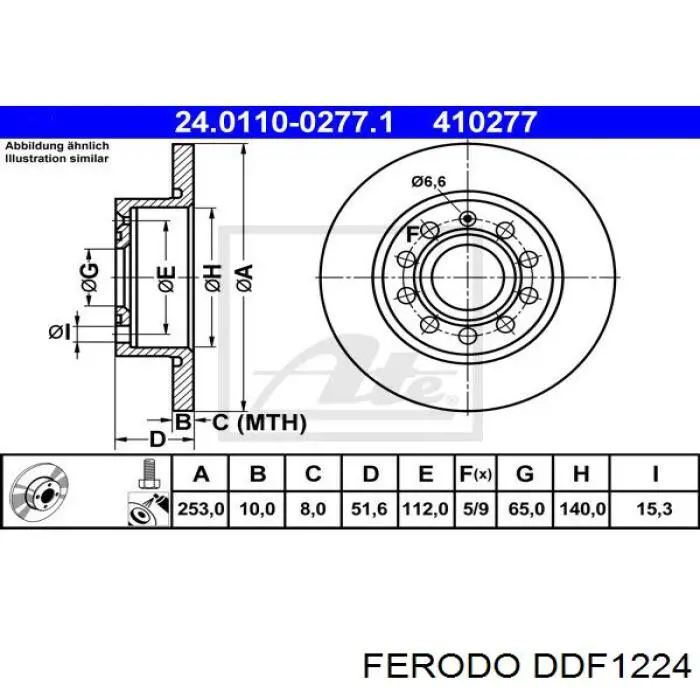 Do koszyka DDF1224 Ferodo Tarcza hamulcowa tylna