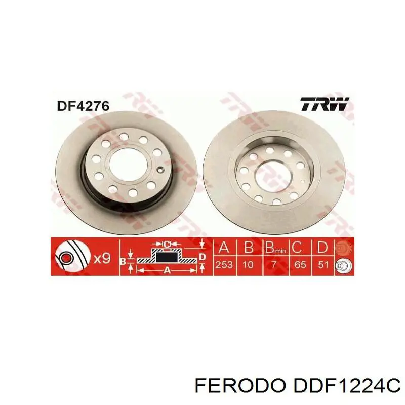 Do koszyka DDF1224C Ferodo Tarcza hamulcowa tylna