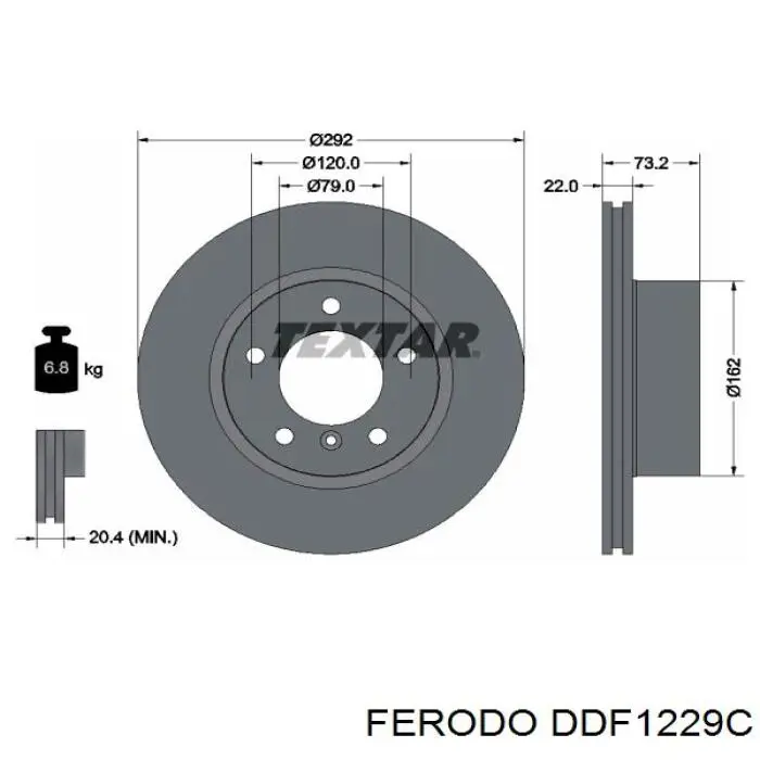 DDF1229C Ferodo Tarcza hamulcowa przednia