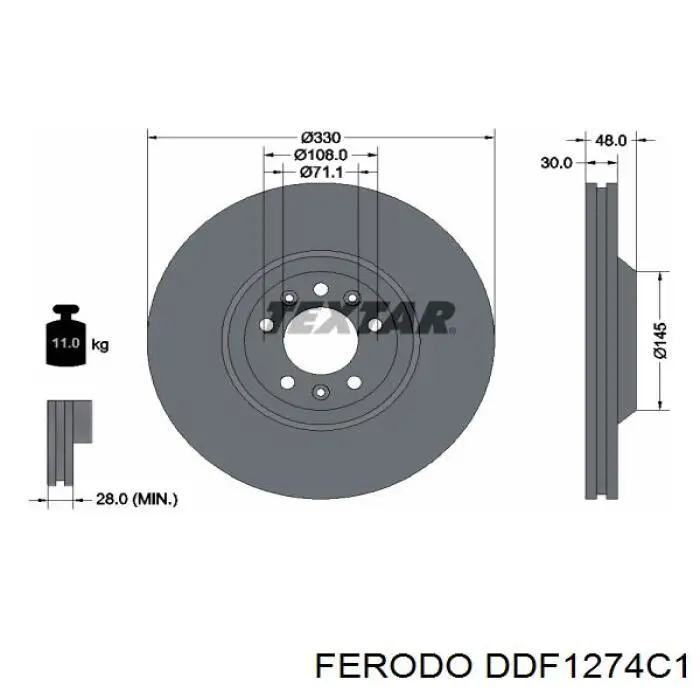 DDF1274C-1 Ferodo tarcza hamulcowa przednia