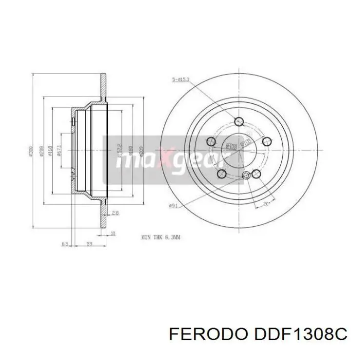 Do koszyka DDF1308C Ferodo Tarcza hamulcowa tylna