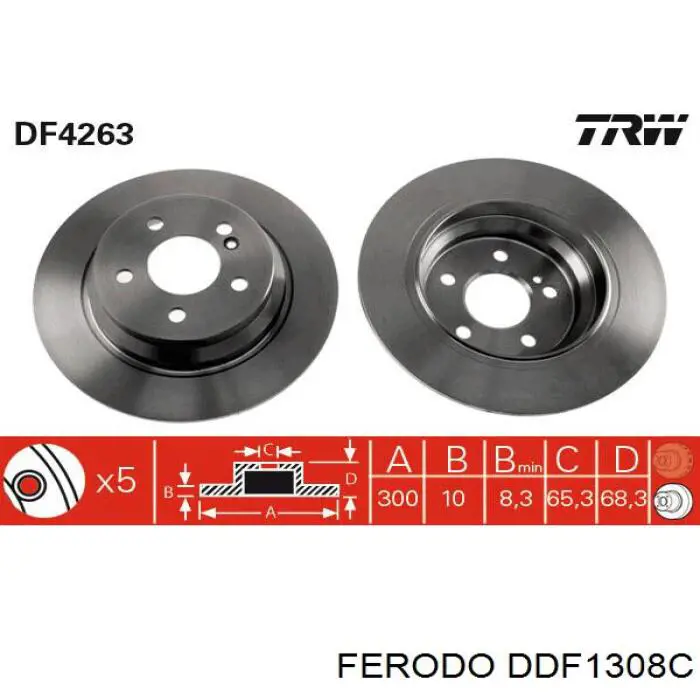 Tarcza hamulcowa tylna Ferodo DDF1308C cena, od 43,85 USD