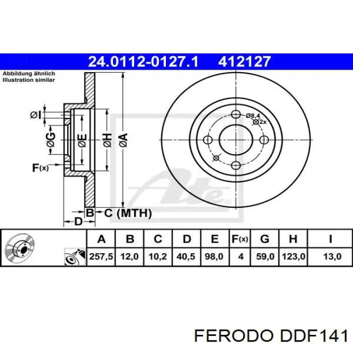 Do koszyka DDF141 Ferodo Tarcza hamulcowa przednia