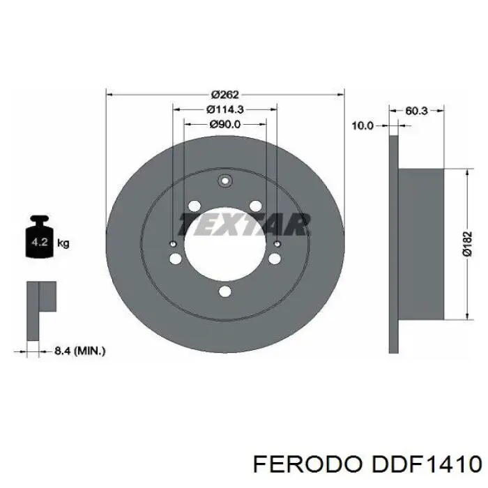 Do koszyka DDF1410 Ferodo Tarcza hamulcowa tylna