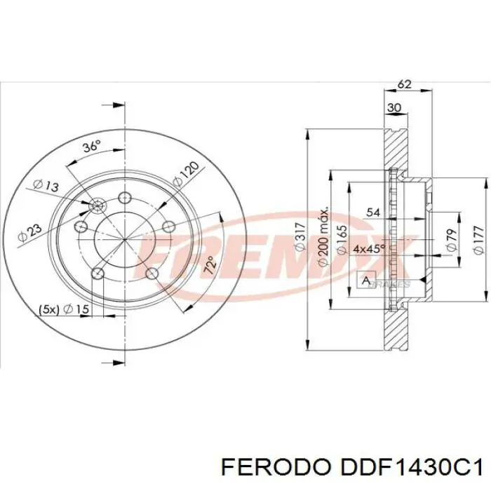 DDF1430C-1 Ferodo tarcza hamulcowa przednia