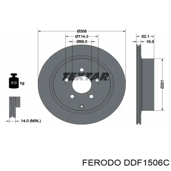 Tarcza hamulcowa tylna DDF1506C Ferodo
