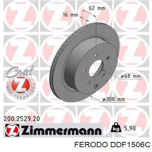 Tarcza hamulcowa tylna DDF1506C Ferodo