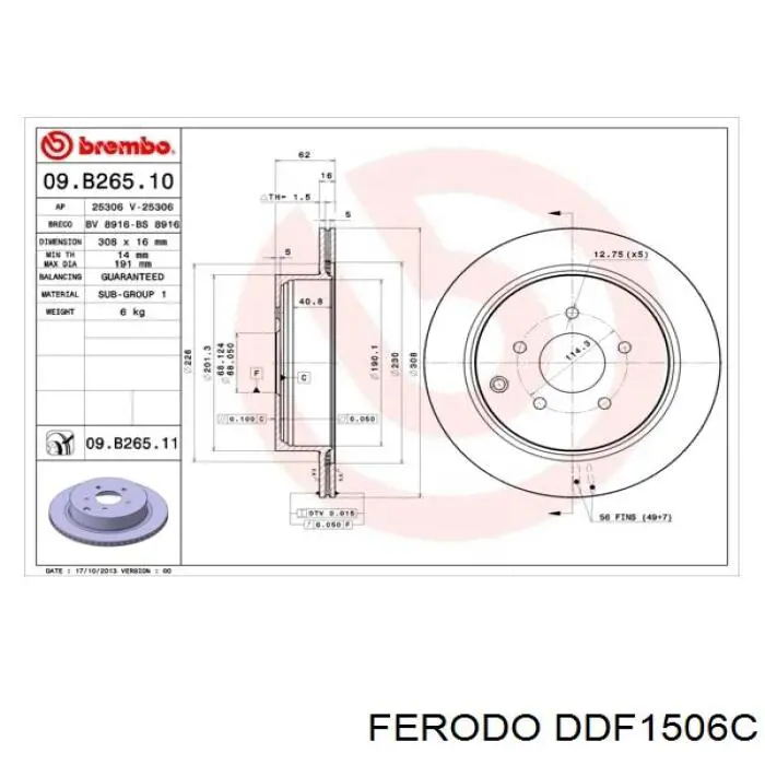 Tarcza hamulcowa tylna Ferodo DDF1506C cena, od 51,26 USD