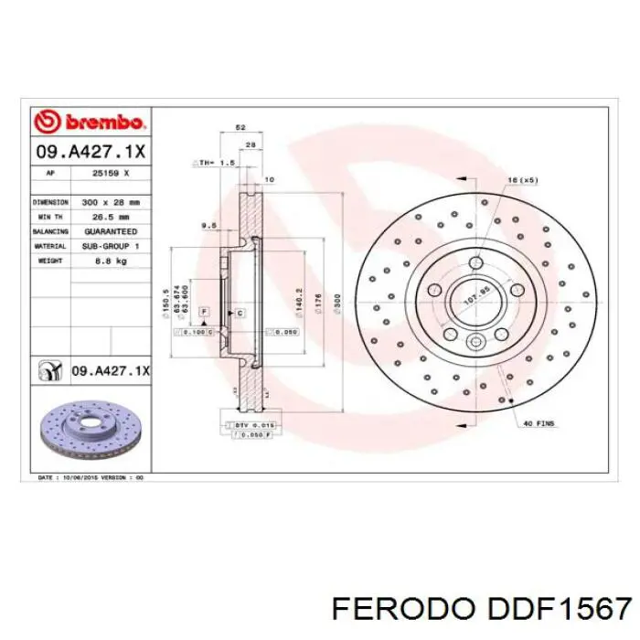 Do koszyka DDF1567 Ferodo Tarcza hamulcowa przednia