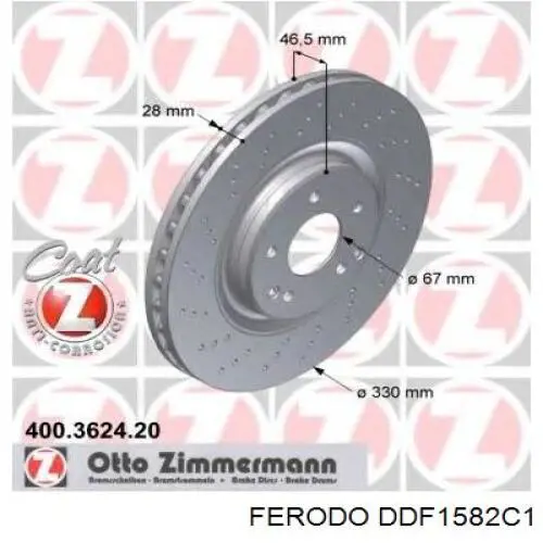 Do koszyka DDF1582C1 Ferodo Tarcza hamulcowa przednia