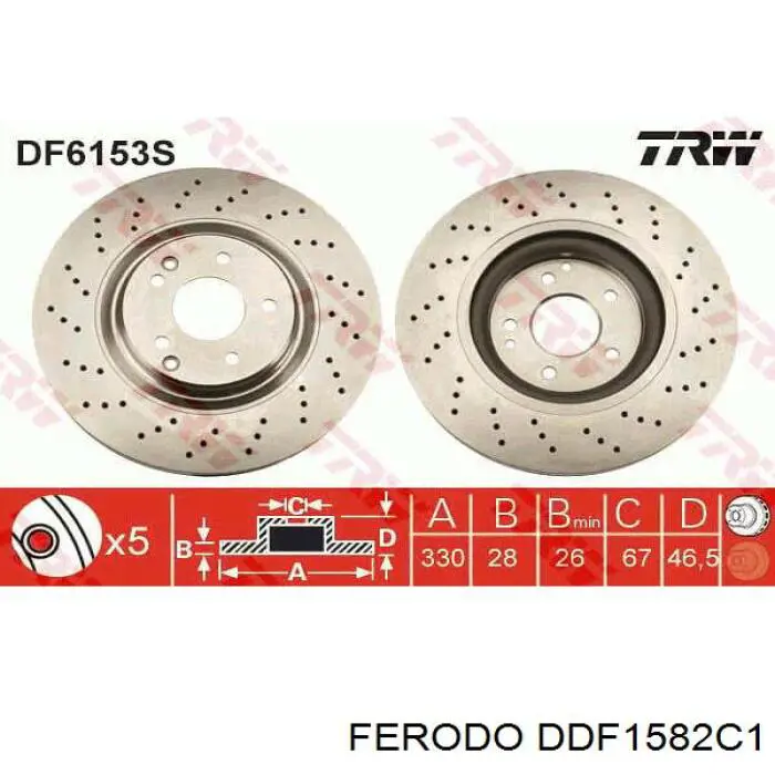 Tarcza hamulcowa przednia Ferodo DDF1582C1 cena, od 81,23 USD