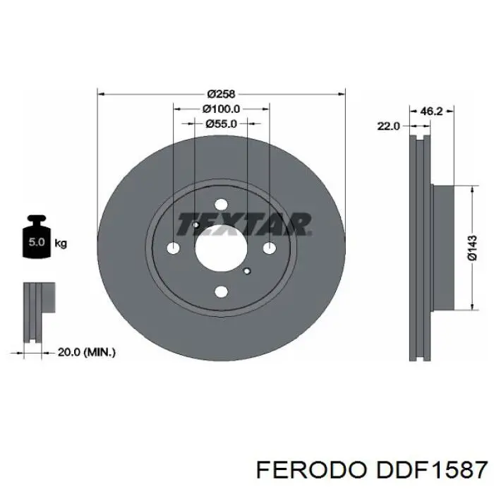 Tarcza hamulcowa przednia Ferodo DDF1587 cena, od 39,97 USD