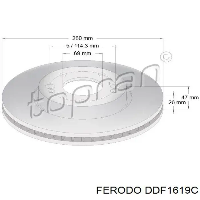 DDF1619C Ferodo Tarcza hamulcowa przednia