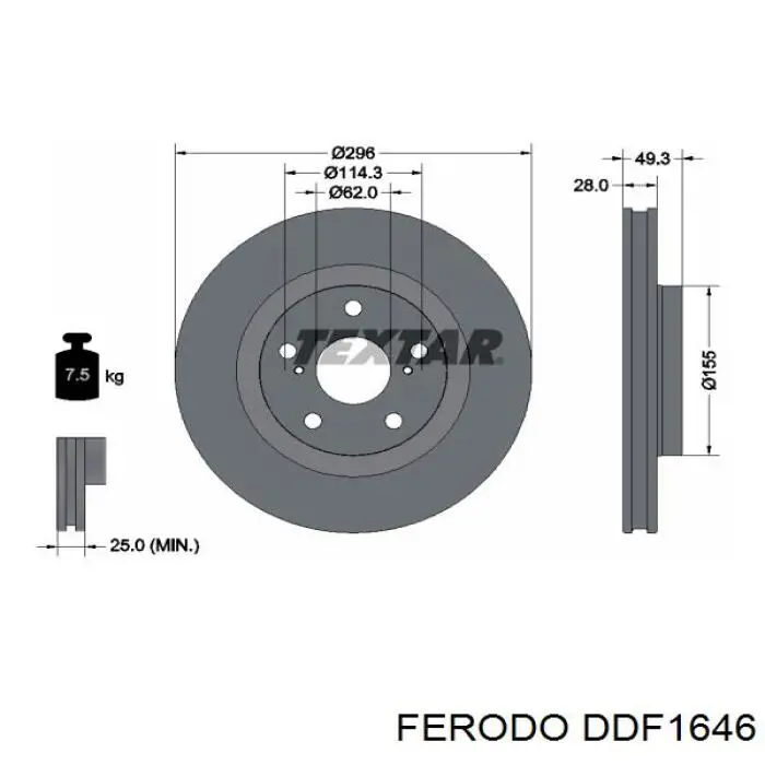 Do koszyka DDF1646 Ferodo Tarcza hamulcowa przednia