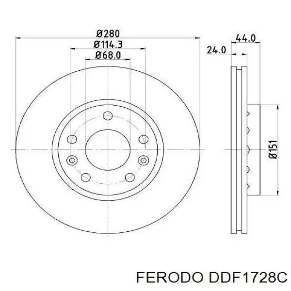 Tarcza hamulcowa przednia Ferodo DDF1728C