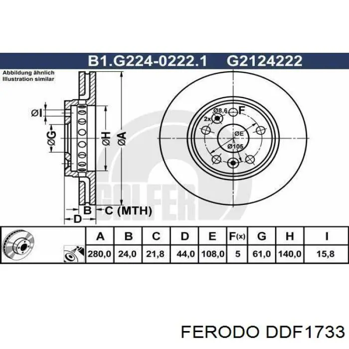Do koszyka DDF1733 Ferodo Tarcza hamulcowa przednia