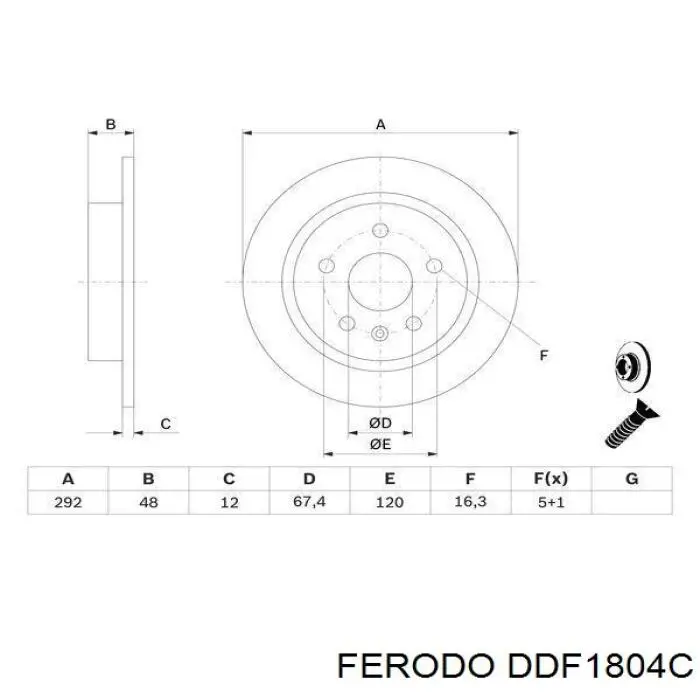 Do koszyka DDF1804C Ferodo Tarcza hamulcowa tylna