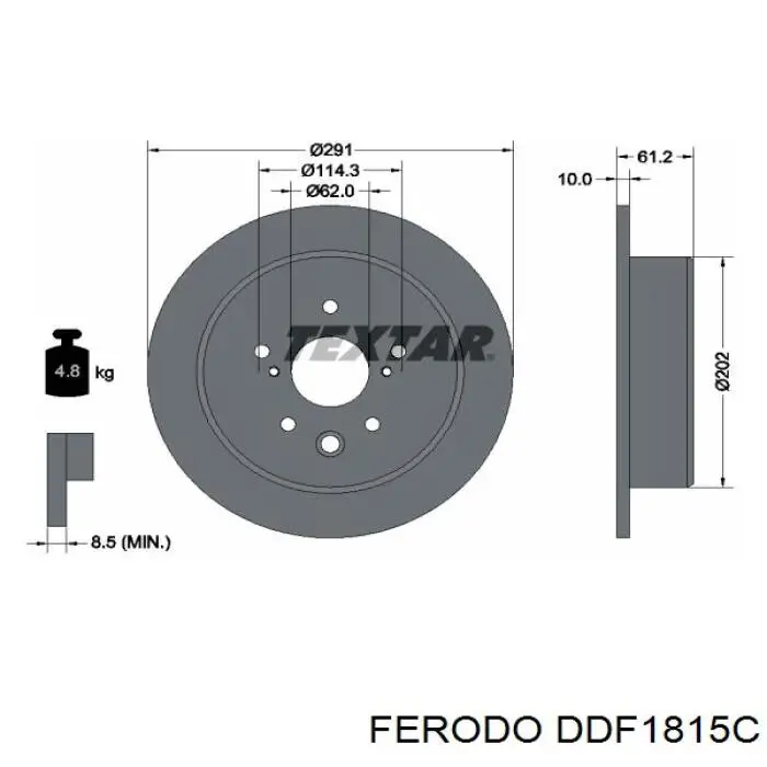 DDF1815C Ferodo tarcza hamulcowa tylna