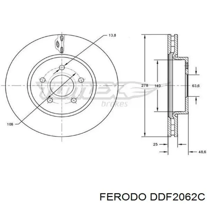 Do koszyka DDF2062C Ferodo Tarcza hamulcowa przednia