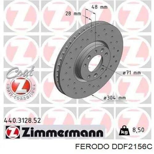 Do koszyka DDF2156C Ferodo Tarcza hamulcowa przednia