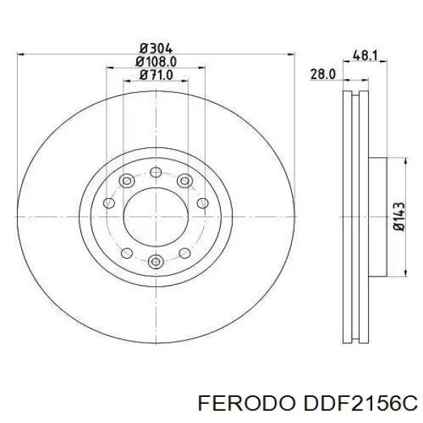 Do koszyka DDF2156C Ferodo Tarcza hamulcowa przednia