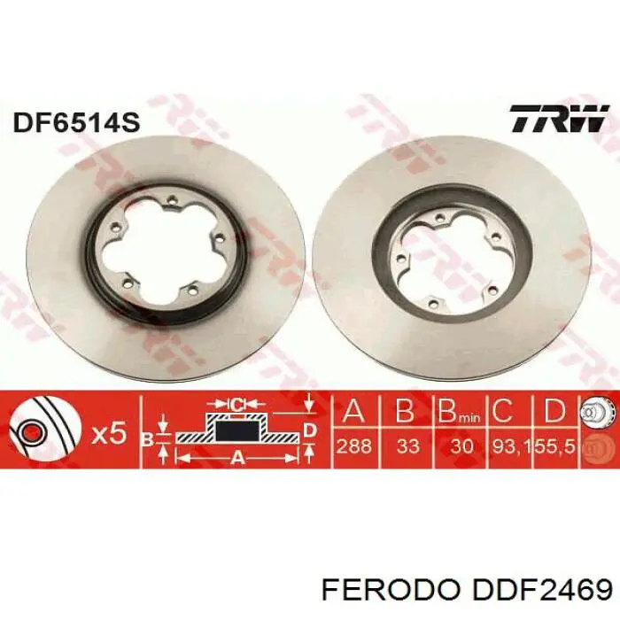 Tarcza hamulcowa przednia Ferodo DDF2469 cena, od 74,21 USD