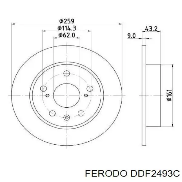 Do koszyka DDF2493C Ferodo Tarcza hamulcowa tylna