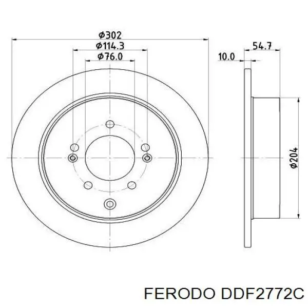 DDF2772C Ferodo Tarcza hamulcowa tylna