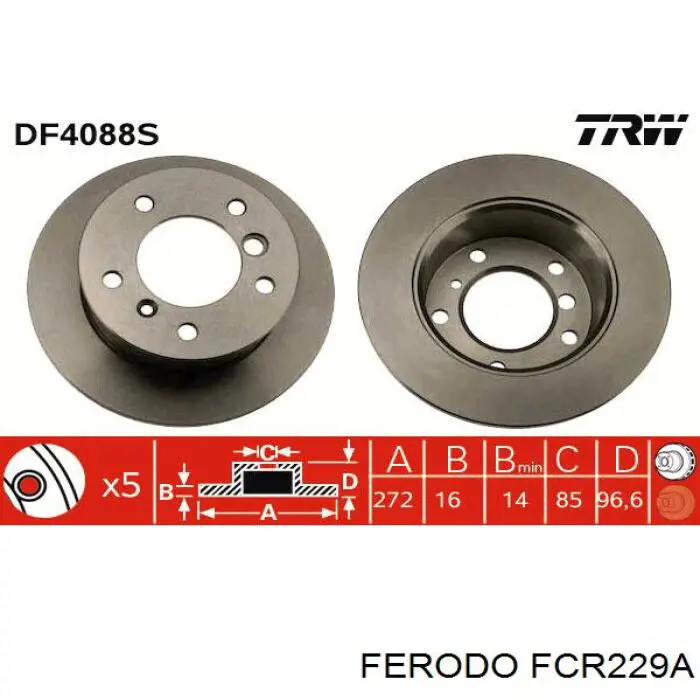 Tarcza hamulcowa tylna FCR229A Ferodo