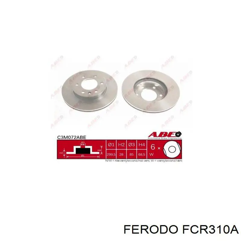 Do koszyka FCR310A Ferodo Tarcza hamulcowa przednia