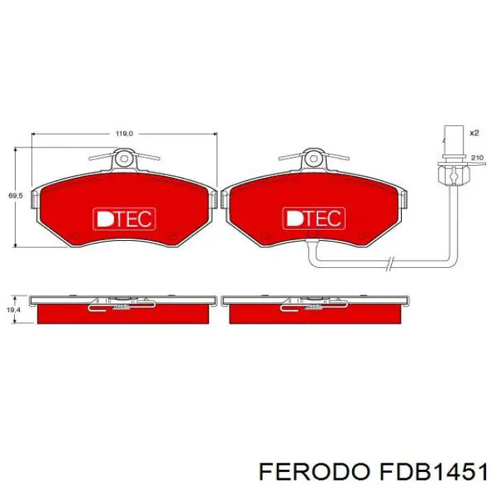Do koszyka FDB1451 Ferodo Klocki hamulcowe przednie tarczowe