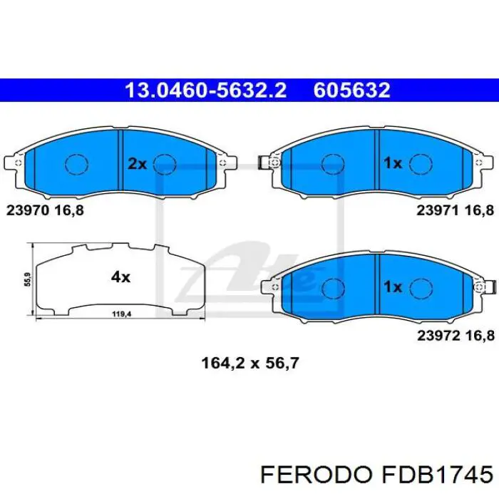 Klocki hamulcowe przednie tarczowe Ferodo FDB1745 cena, od 35,56 USD