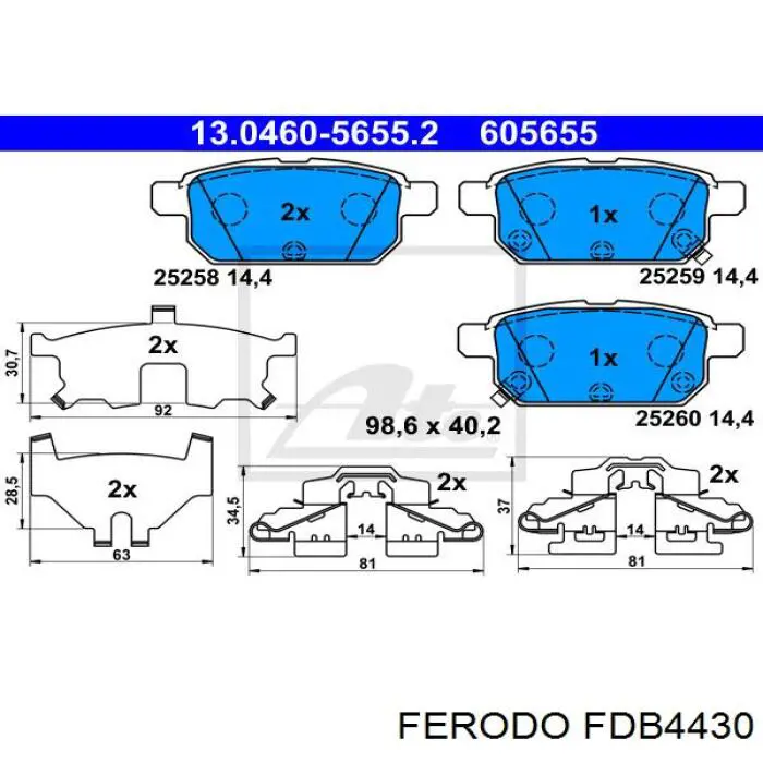 Do koszyka FDB4430 Ferodo Okładziny (klocki) do hamulców tarczowych tylne