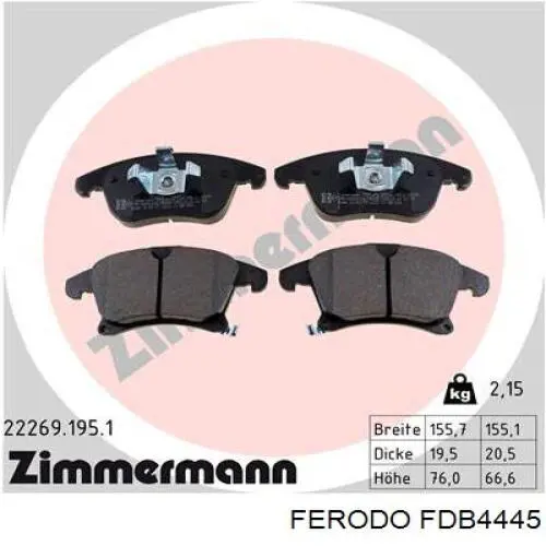 FDB4445 Ferodo Klocki hamulcowe przednie tarczowe