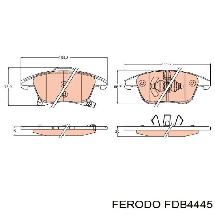 Do koszyka FDB4445 Ferodo Klocki hamulcowe przednie tarczowe