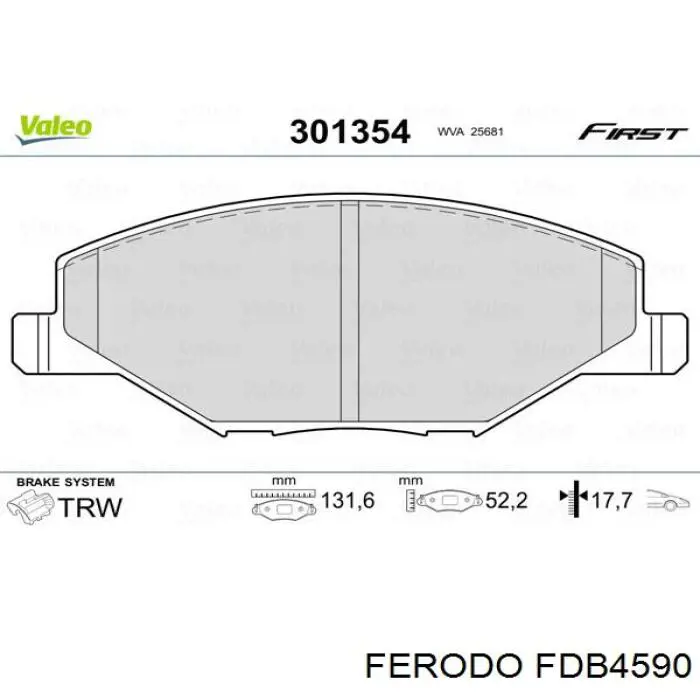 Klocki hamulcowe przednie tarczowe Ferodo FDB4590 cena, od 22,05 USD