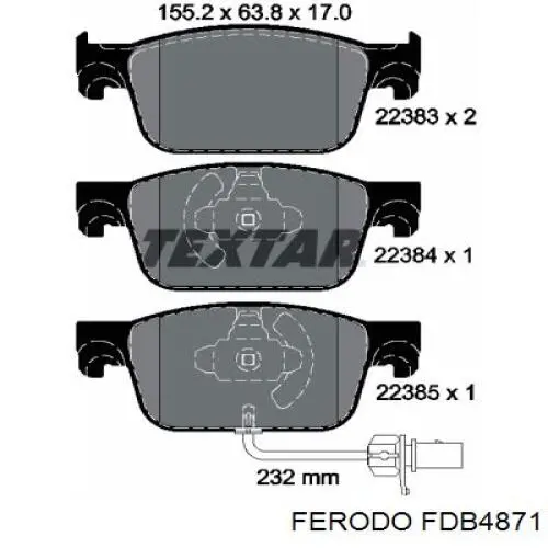 Klocki hamulcowe przednie tarczowe Ferodo FDB4871 cena, od 44,59 USD