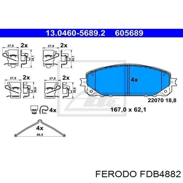 Do koszyka FDB4882 Ferodo Klocki hamulcowe przednie tarczowe