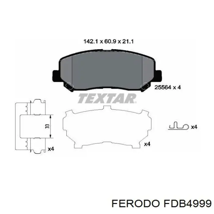 Klocki hamulcowe przednie tarczowe Ferodo FDB4999 cena, od 46,11 USD