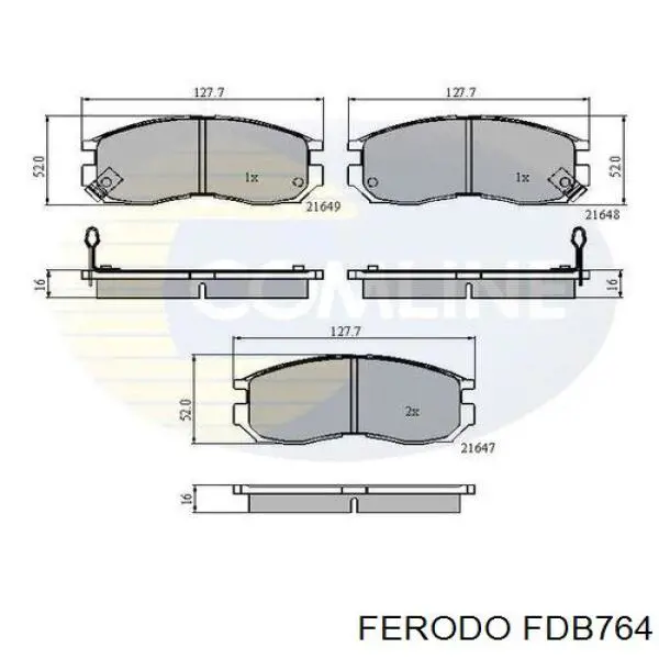 Klocki hamulcowe przednie tarczowe Ferodo FDB764 cena, od 21,78 USD