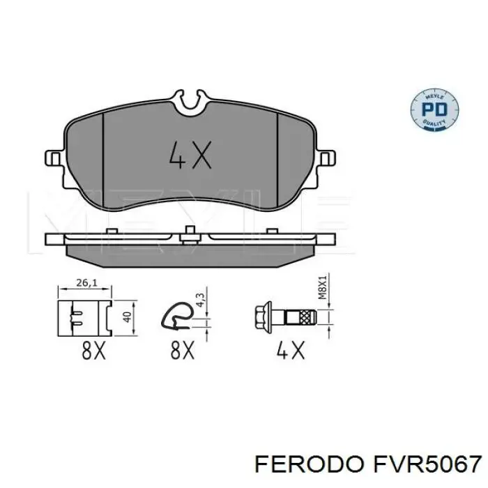 Do koszyka FVR5067 Ferodo Klocki hamulcowe przednie tarczowe