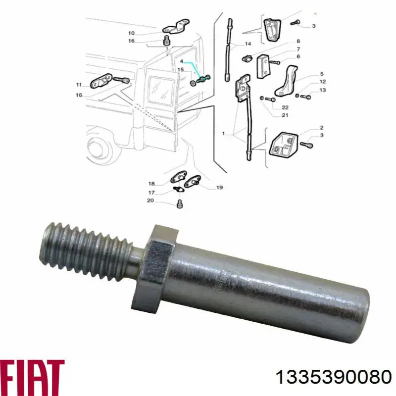 Do koszyka 1335390080 Fiat/Alfa/Lancia Sworzeń (zawleczka) zawiasu drzwi