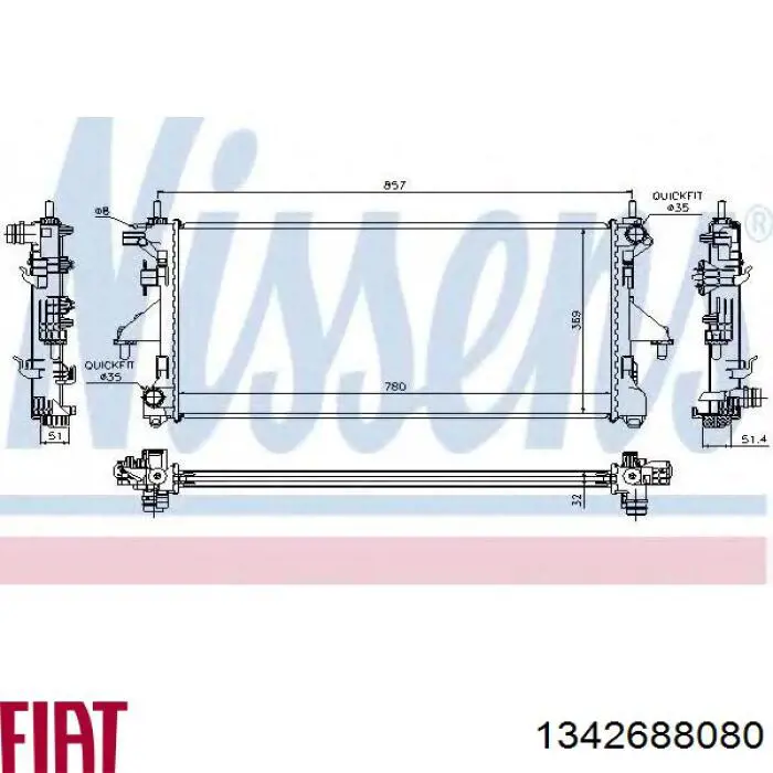 Do koszyka 1342688080 Fiat/Alfa/Lancia Chłodnica silnika