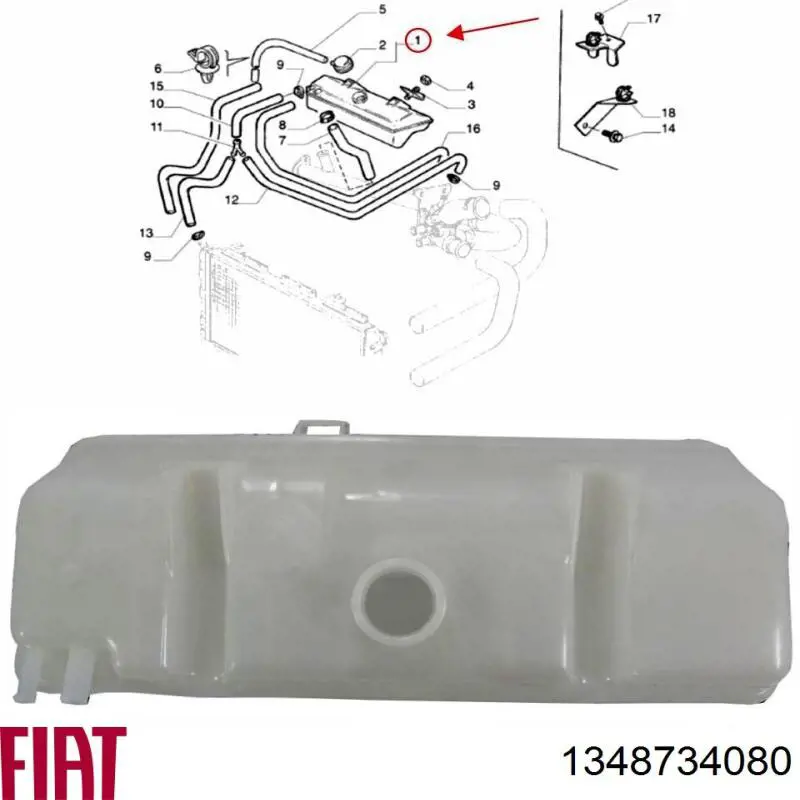1348734080 Fiat/Alfa/Lancia Zbiorniczek wyrównawczy układu chłodzenia